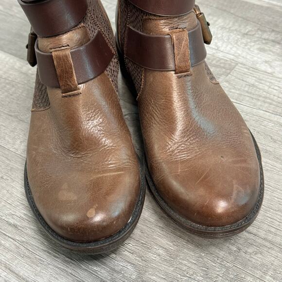 Sofft Aldina Brown Leather Buckle Ankle Moto Boots Low Heel Boho Size 6 1/2 - Picture 4 of 8
